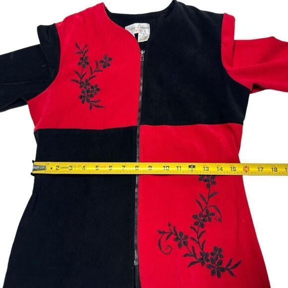 Vintage Betsy Lauren Petites Red and Black Zip Up Cardigan Sweater Light Jacket - Picture 6 of 7